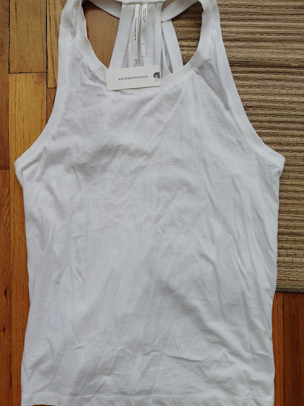 Never Worn-Anthropologie Cream Racerback Tank Top